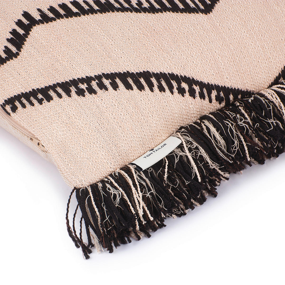 KISSENHÜLLE T-Ethno Fringes 40/60 cm  - Schwarz/Naturfarben, Trend, Textil (40/60cm) - Tom Tailor