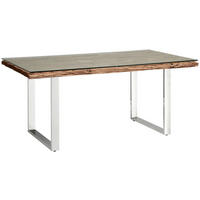 ESSTISCH in Holz, Metall, Glas  - Edelstahlfarben/Naturfarben, LIFESTYLE, Glas/Holz (180/76/100cm) - Livetastic