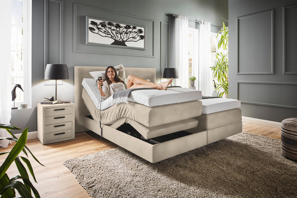 BOXSPRINGBETT 180/200 cm  in Naturfarben  - Naturfarben, KONVENTIONELL, Holz/Textil (180/200cm) - Dieter Knoll