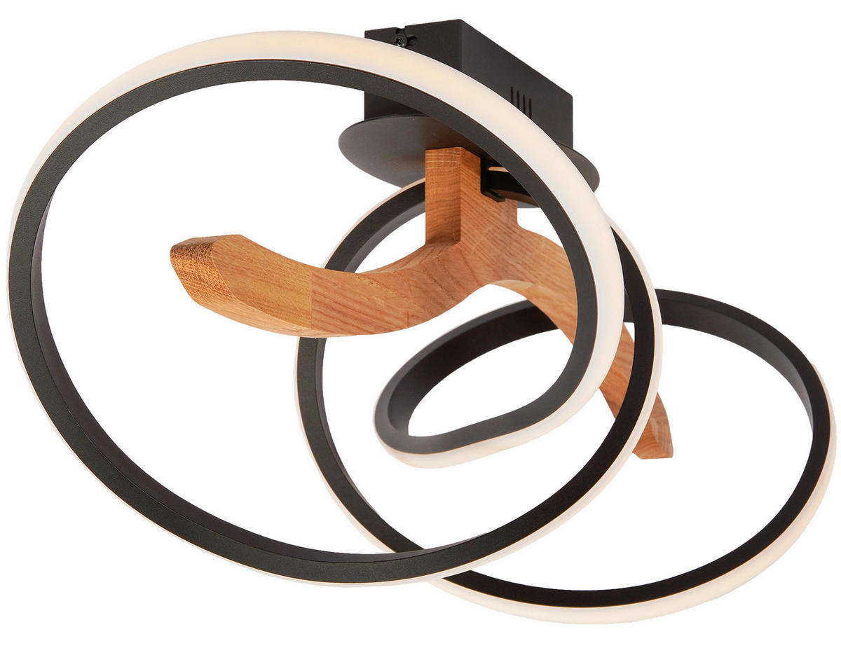 LED-DECKENLEUCHTE    45/45/18 cm  - Schwarz, Design, Holz/Metall (45/45/18cm) - Waldwelt