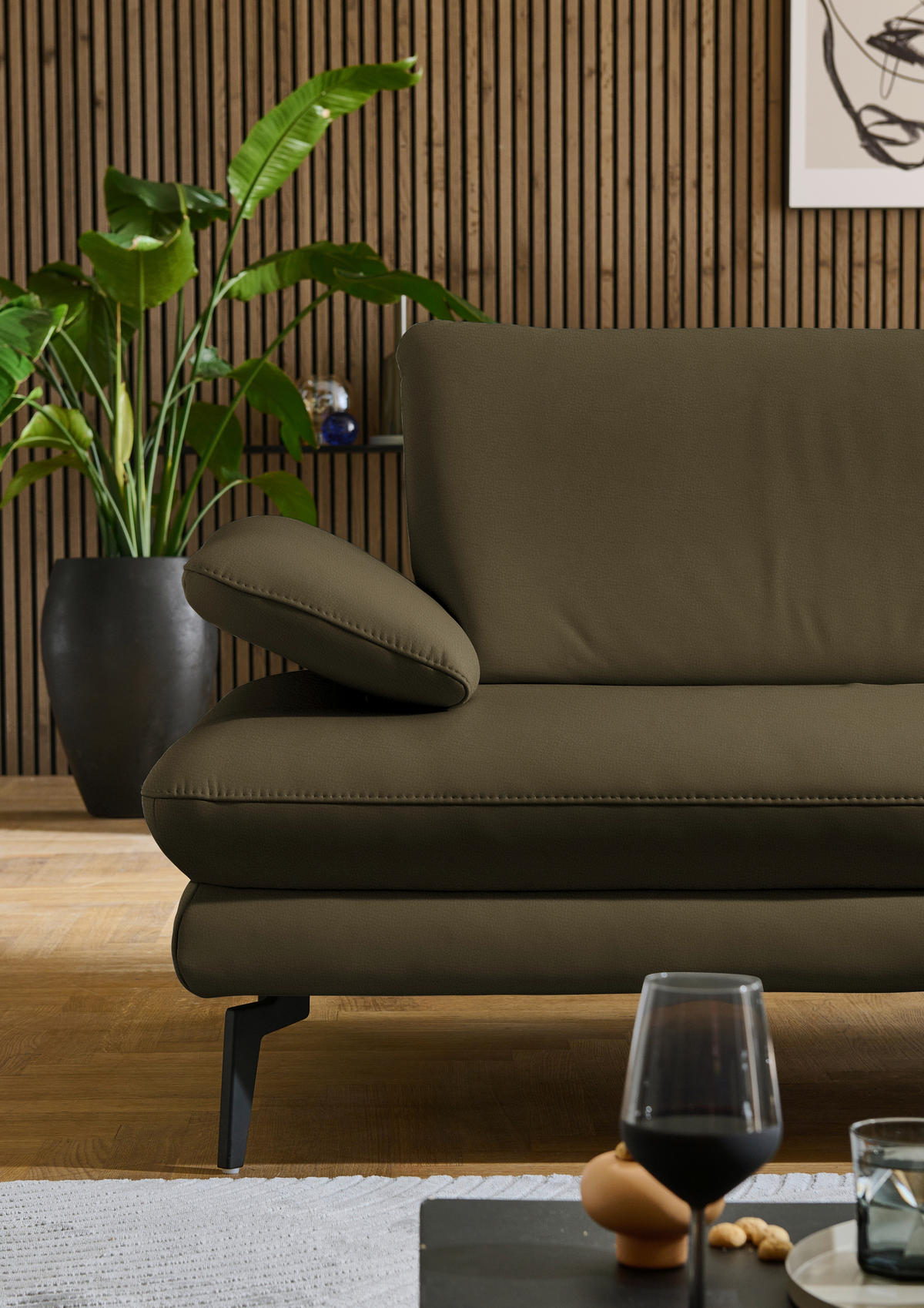 ECKSOFA in Echtleder Grün  308/195 cm  - Schwarz/Grün, Design, Leder/Metall (308/195cm) - Dieter Knoll