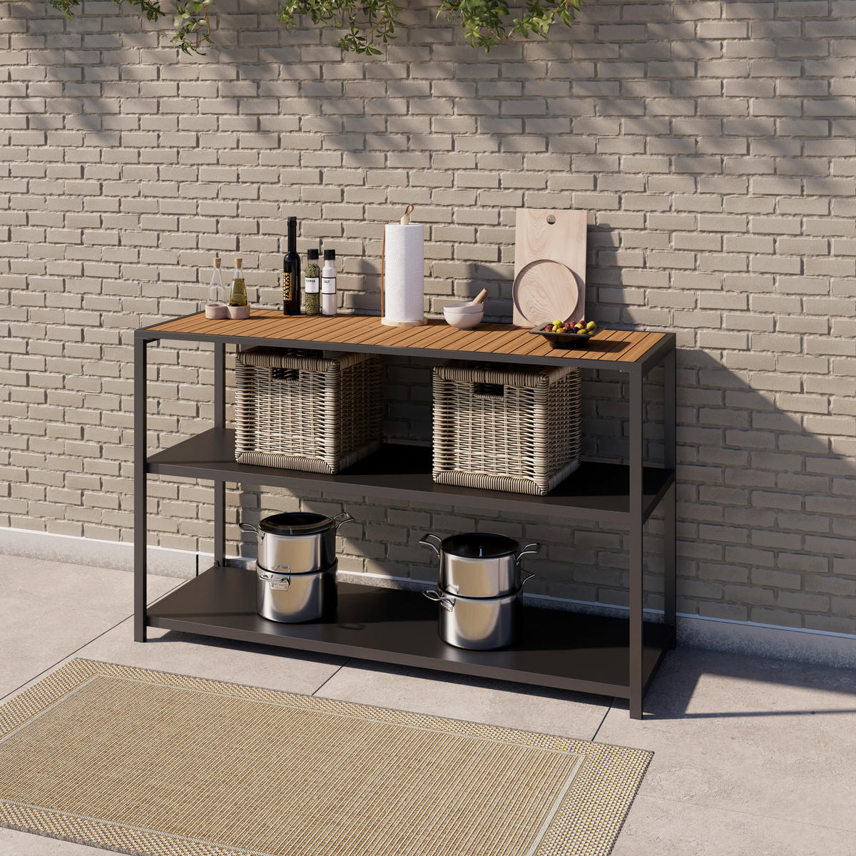 VENKOVNÍ KUCHYNĚ  - šedá/přírodní barvy, Moderní, kov/plast (150/90/50cm) - Ambia Garden