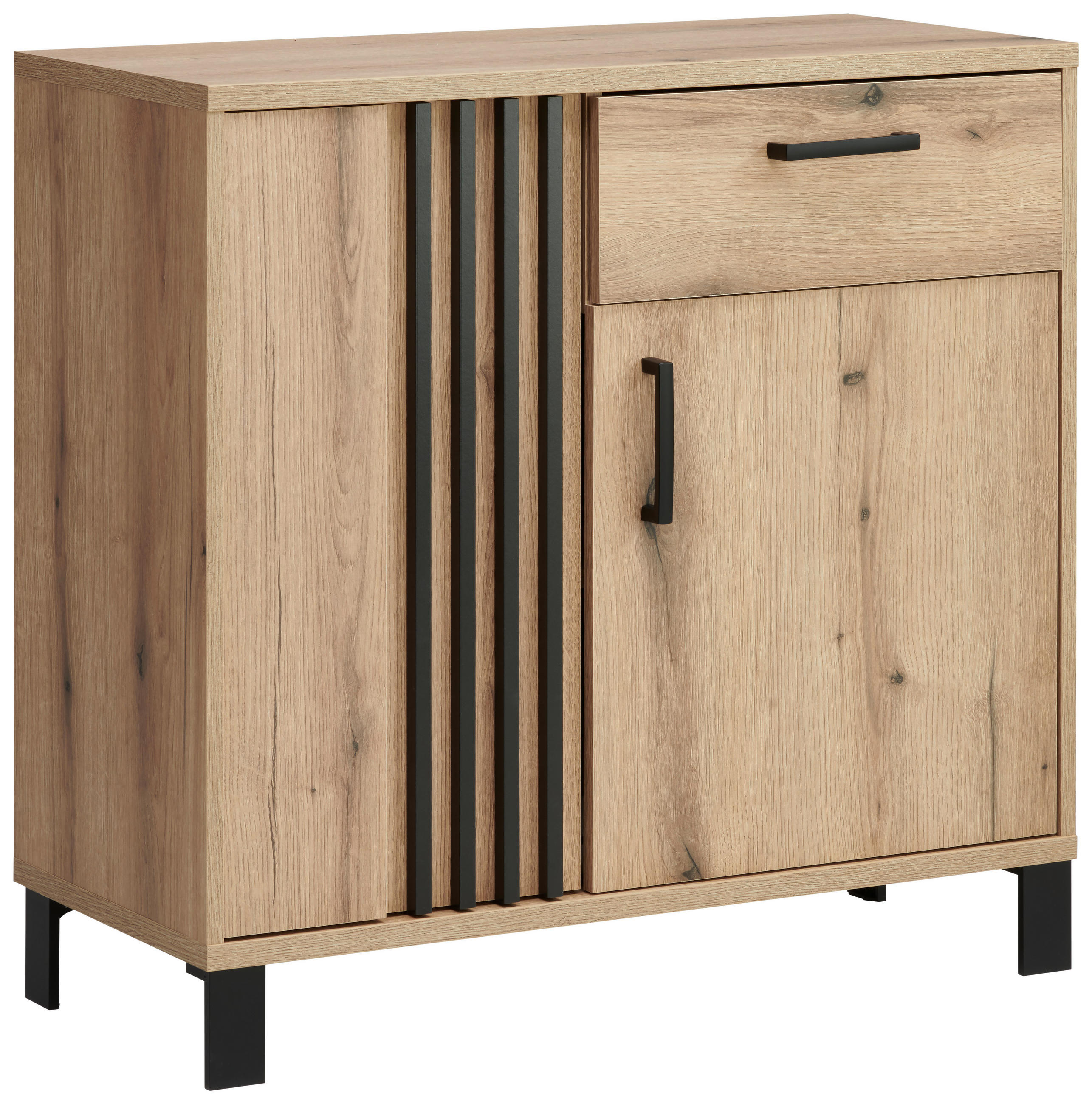 KOMMODE  in 88/84/39 cm  - Eichefarben/Schwarz, Design, Holzwerkstoff/Kunststoff (88/84/39cm) - MID.YOU