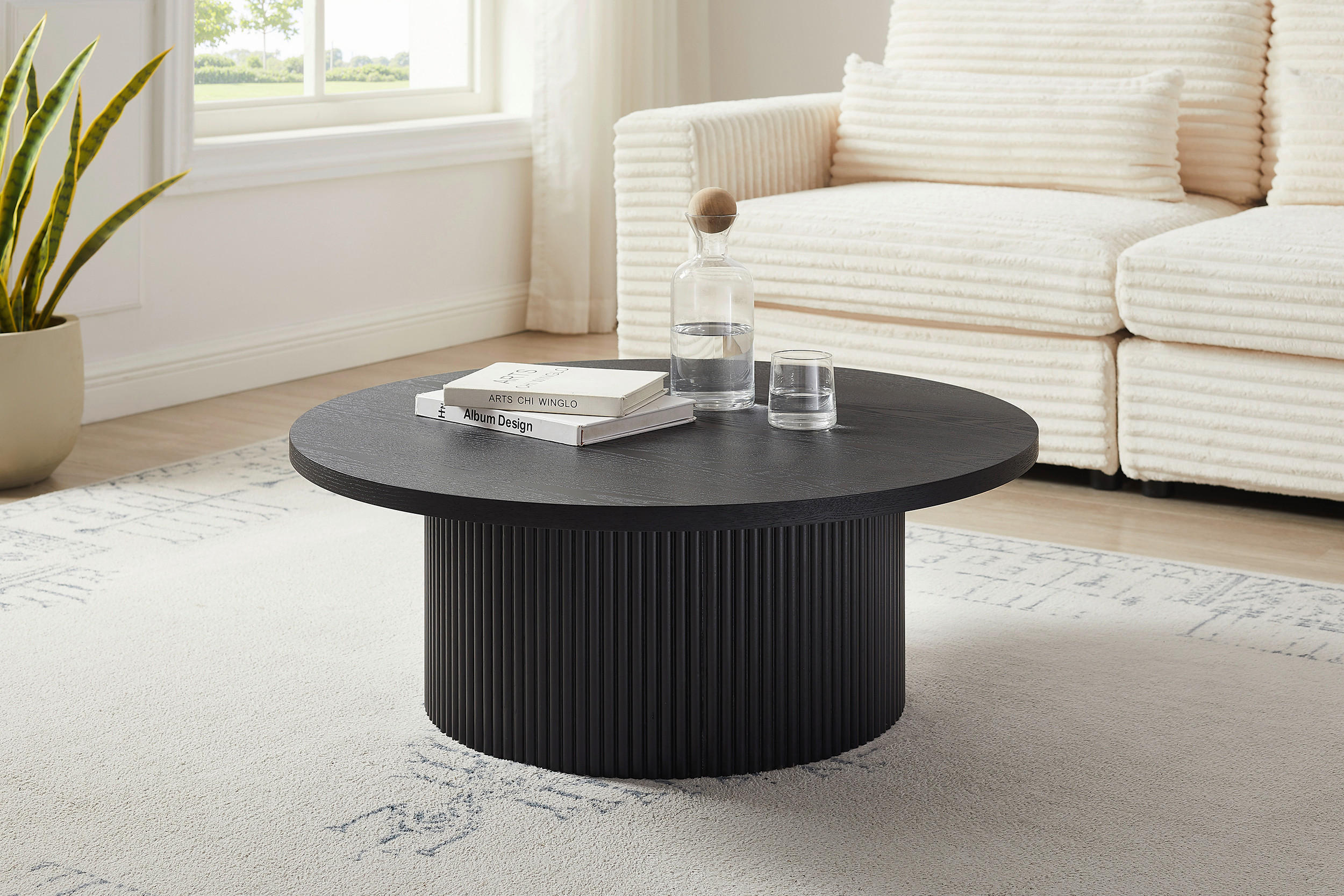 COUCHTISCH furniert 85/85/33 cm rund Schwarz  - Schwarz, MODERN, Holzwerkstoff (85/85/33cm) - Livetastic