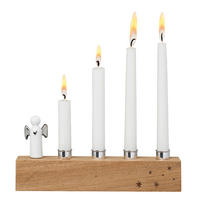 ADVENTSKERZENHALTER - Silberfarben, Basics, Holz (17/3/7cm)