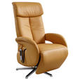 RELAXSESSEL Echtleder Relaxfunktion    - Chromfarben/Currygelb, Design, Leder/Metall (70/112/80cm) - Cantus