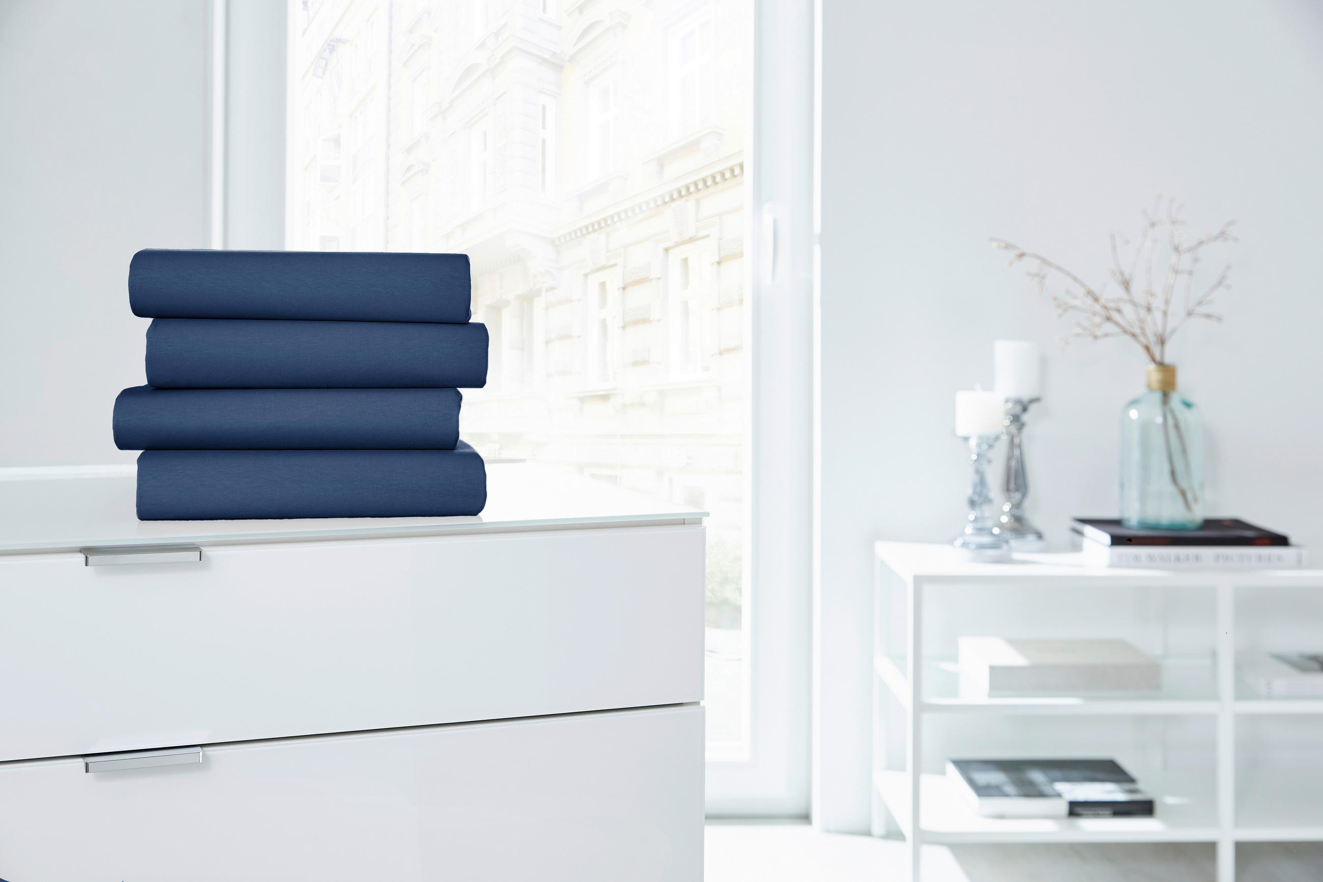 SPANNLEINTUCH 100/200 cm Jersey  - Dunkelblau, Basics, Textil (100/200cm)