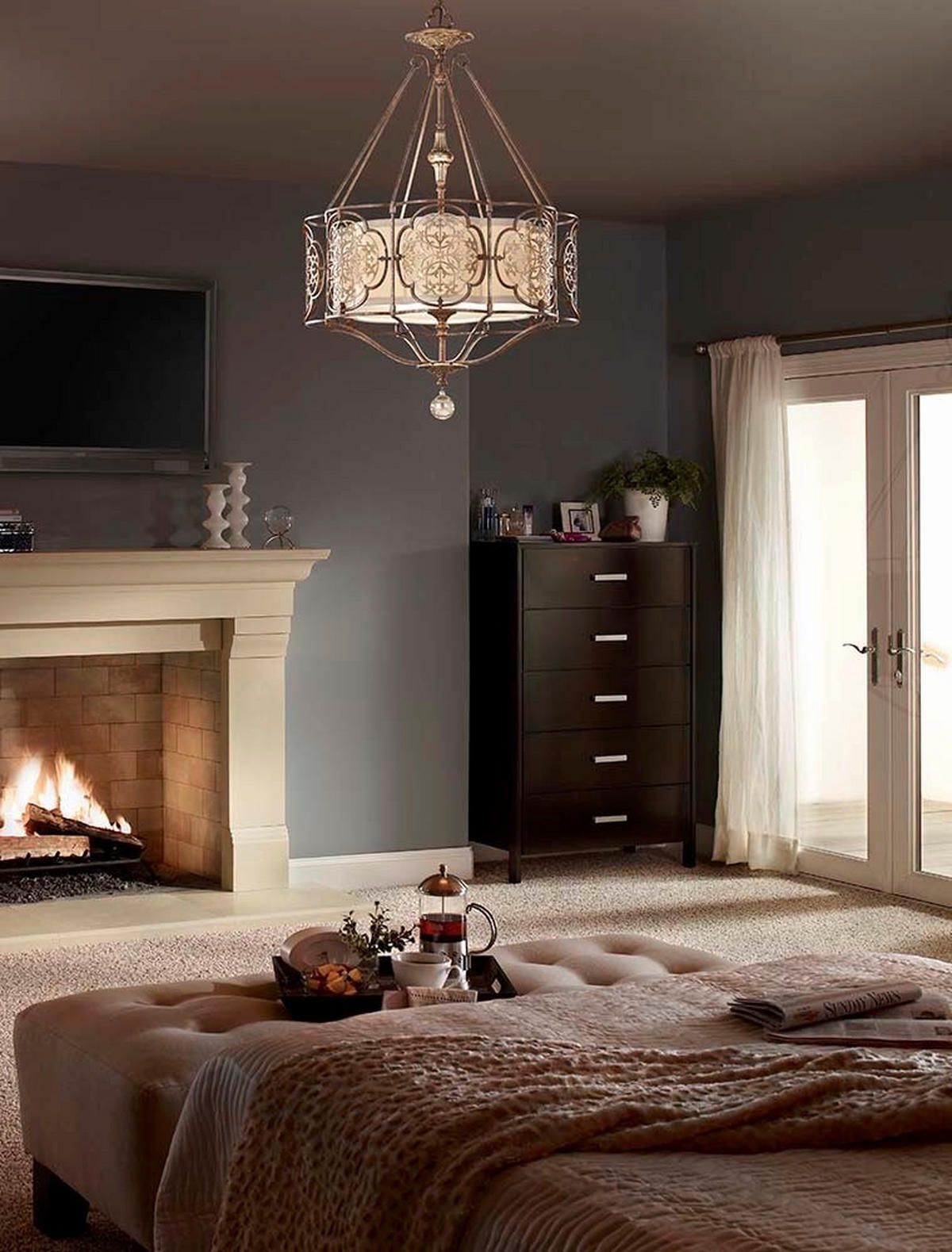 HÄNGELEUCHTE 54/97.6  cm    - Bronzefarben, Konventionell, Metall (54/97.6 cm) - Elstead Lighting
