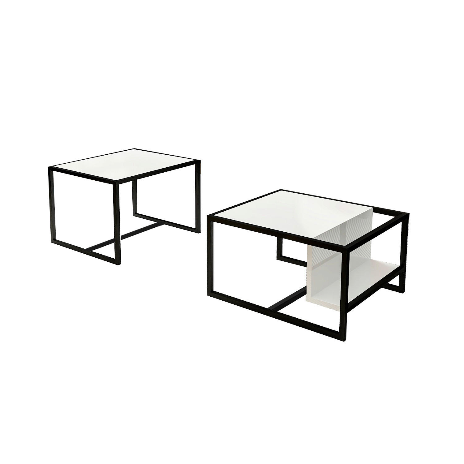 COUCHTISCHSET Bati Couchtisch Weiß  - Schwarz/Weiß, Design, Holzwerkstoff - Livetastic