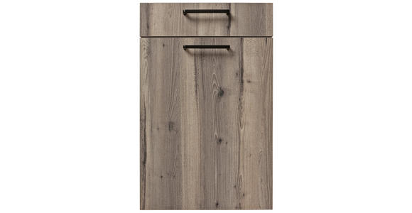 EINBAUKÜCHE   - Eichefarben/Schwarz, Design, Holzwerkstoff - Novel