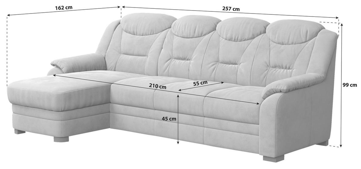 ECKSOFA Anthrazit Mikrofaser  - Anthrazit, Basics, Kunststoff/Textil (162/257cm) - MID.YOU