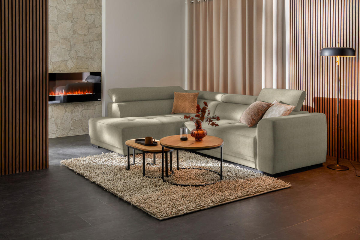 ECKSOFA in Chenille Beige  205/284 cm  - Beige/Schwarz, Design, Kunststoff/Textil (205/284cm) - Xora