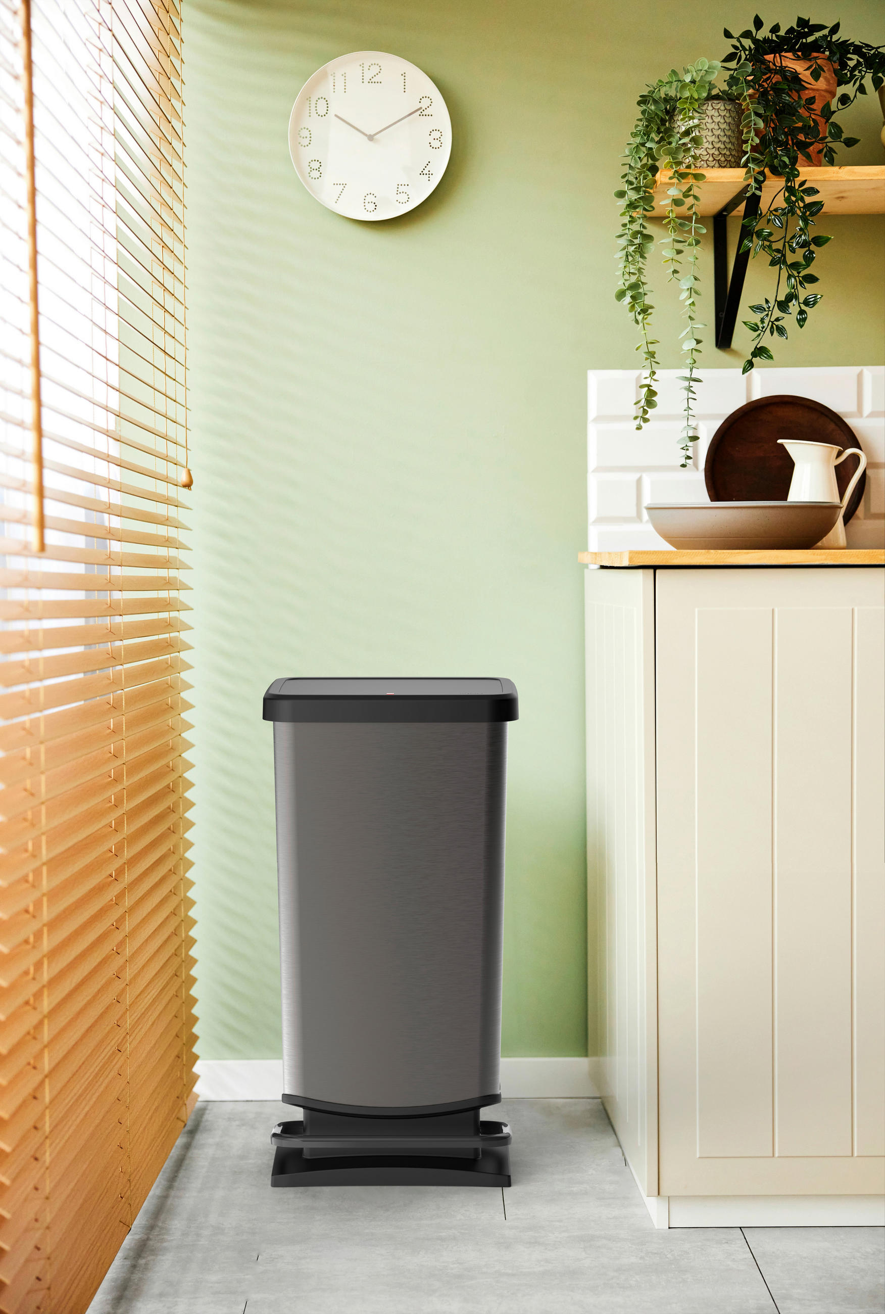SZEMETESVÖDÖR 40 l - grafitszürke/fekete, Basics, műanyag (35,3/29,5/67,6cm) - Rotho
