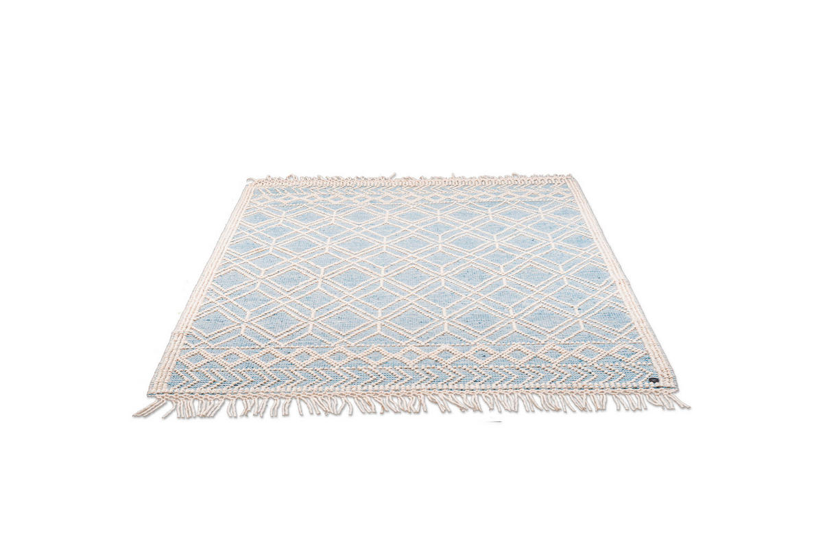 HANDWEBTEPPICH 65/135 cm Colored Macrame Four Creme, Pastellblau  - Pastellblau/Creme, KONVENTIONELL, Textil (65/135cm) - Tom Tailor