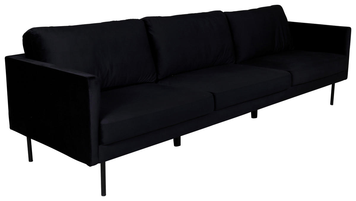 3-SITZER-SOFA in Samt Schwarz  - Schwarz, Design, Textil/Metall (260/78/80cm) - Livetastic