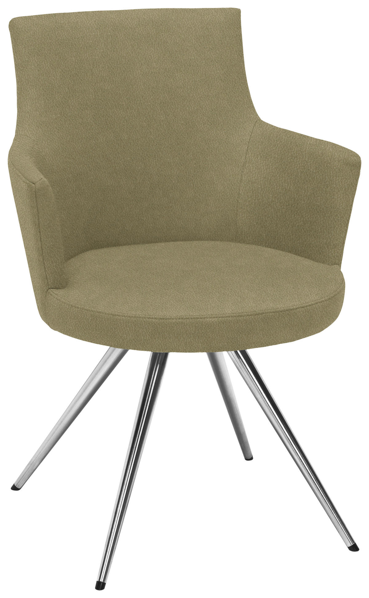 ARMLEHNSTUHL Stahl Lederlook, Mikrofaser  - Edelstahlfarben/Olivgrün, Design, Textil/Metall (60/87/62cm) - Venjakob
