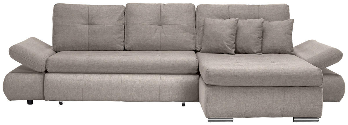 ECKSOFA in Webstoff Beige - Chromfarben/Beige, Design, Kunststoff/Textil (302/187cm) - Carryhome