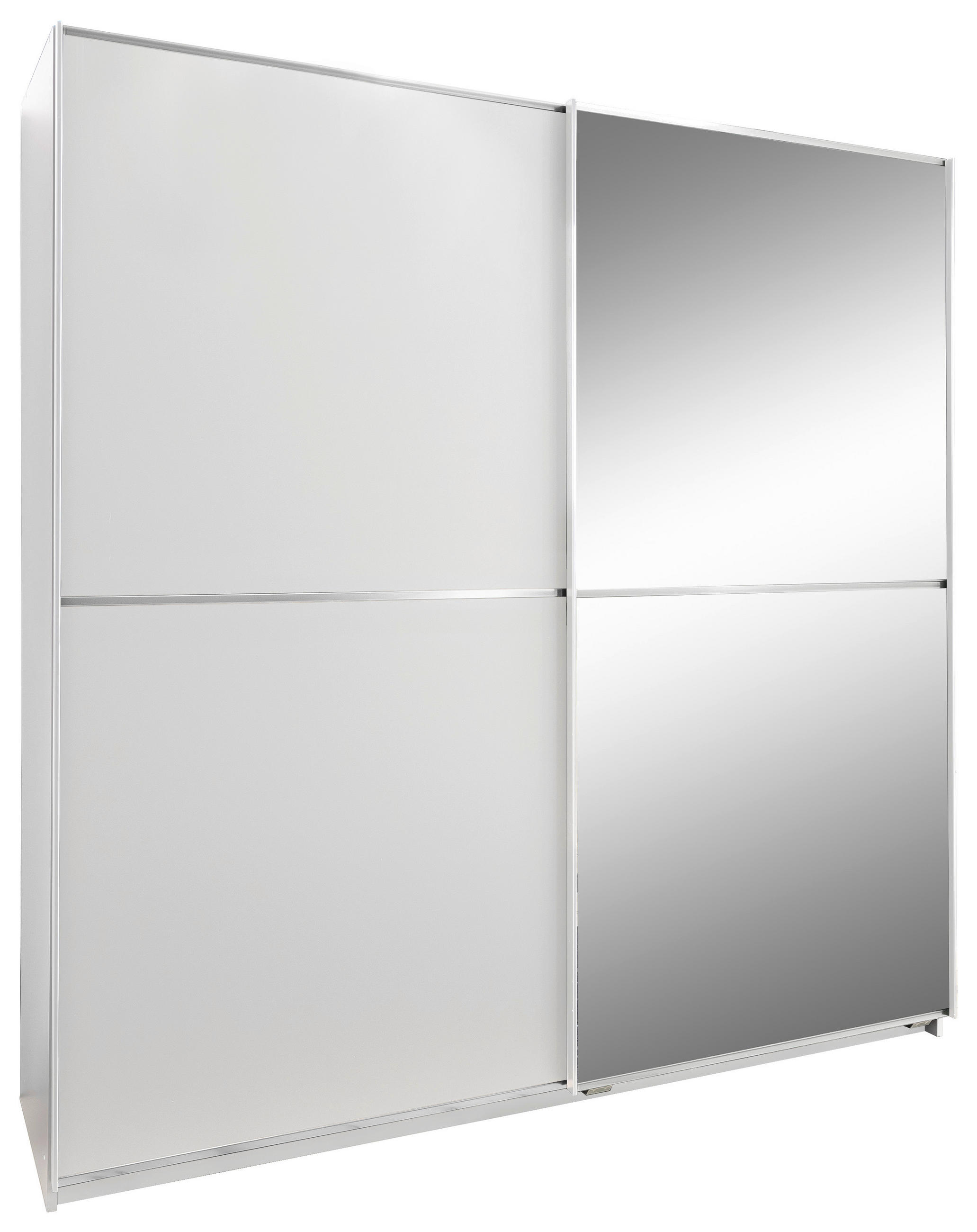 SCHWEBETÜRENSCHRANK 135/198/64 cm 2-türig Weiß  - Weiß, Design, Glas/Holzwerkstoff (135/198/64cm) - MID.YOU