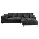 ECKSOFA in Webstoff Schwarz  - Chromfarben/Schwarz, Design, Textil/Metall (332/227cm) - Carryhome