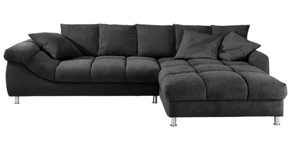 ECKSOFA in Webstoff Schwarz  - Chromfarben/Schwarz, Design, Textil/Metall (332/227cm) - Carryhome