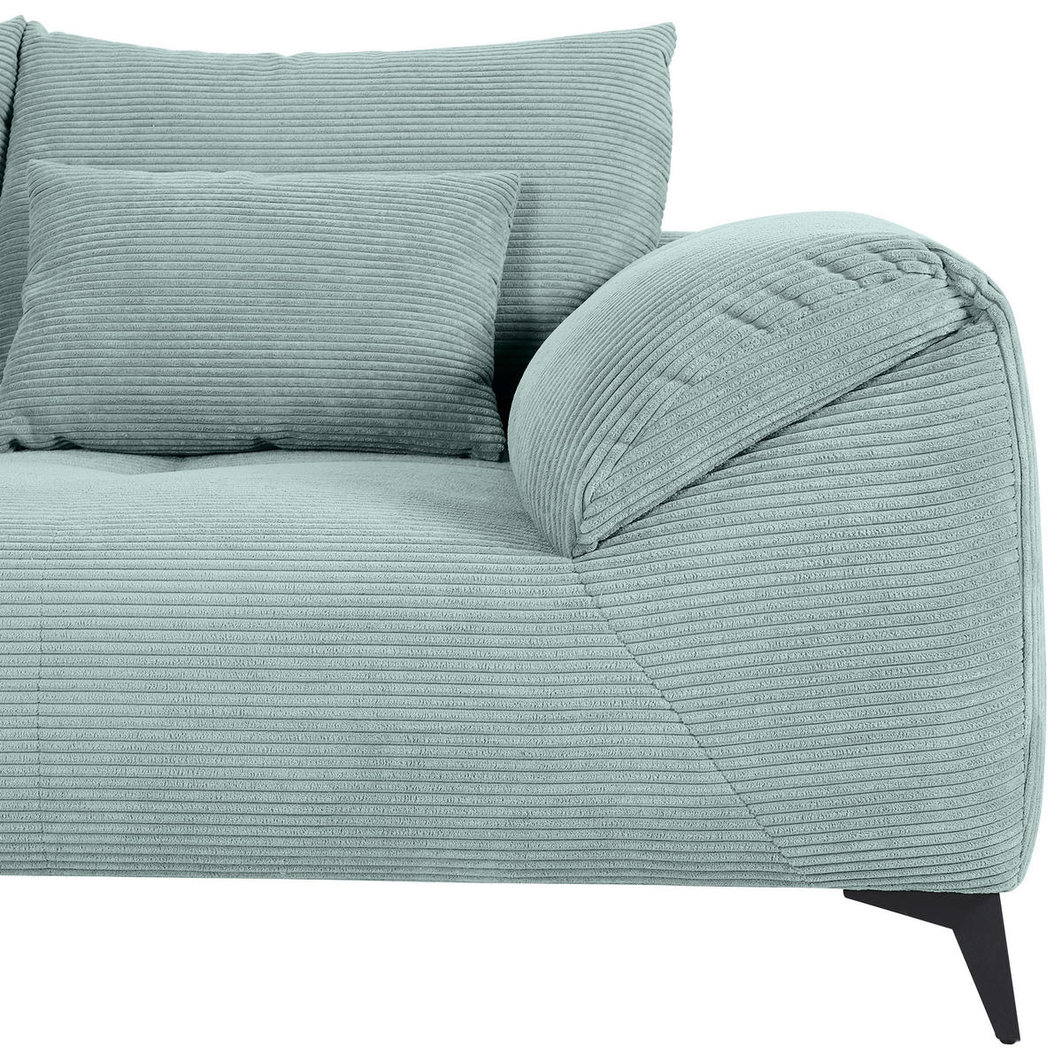 ECKSOFA in Cord Mintgrün  - Schwarz/Mintgrün, Konventionell, Textil/Metall (176/311cm) - Carryhome