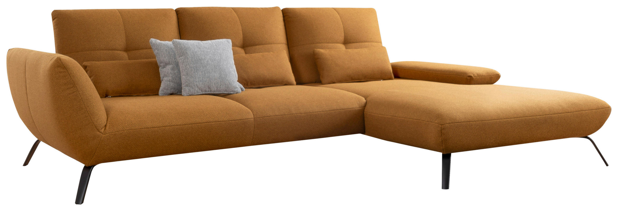 WOHNLANDSCHAFT Currygelb Flachgewebe  - Currygelb/Dunkelgelb, MODERN, Textil/Metall (301/191cm) - Livetastic