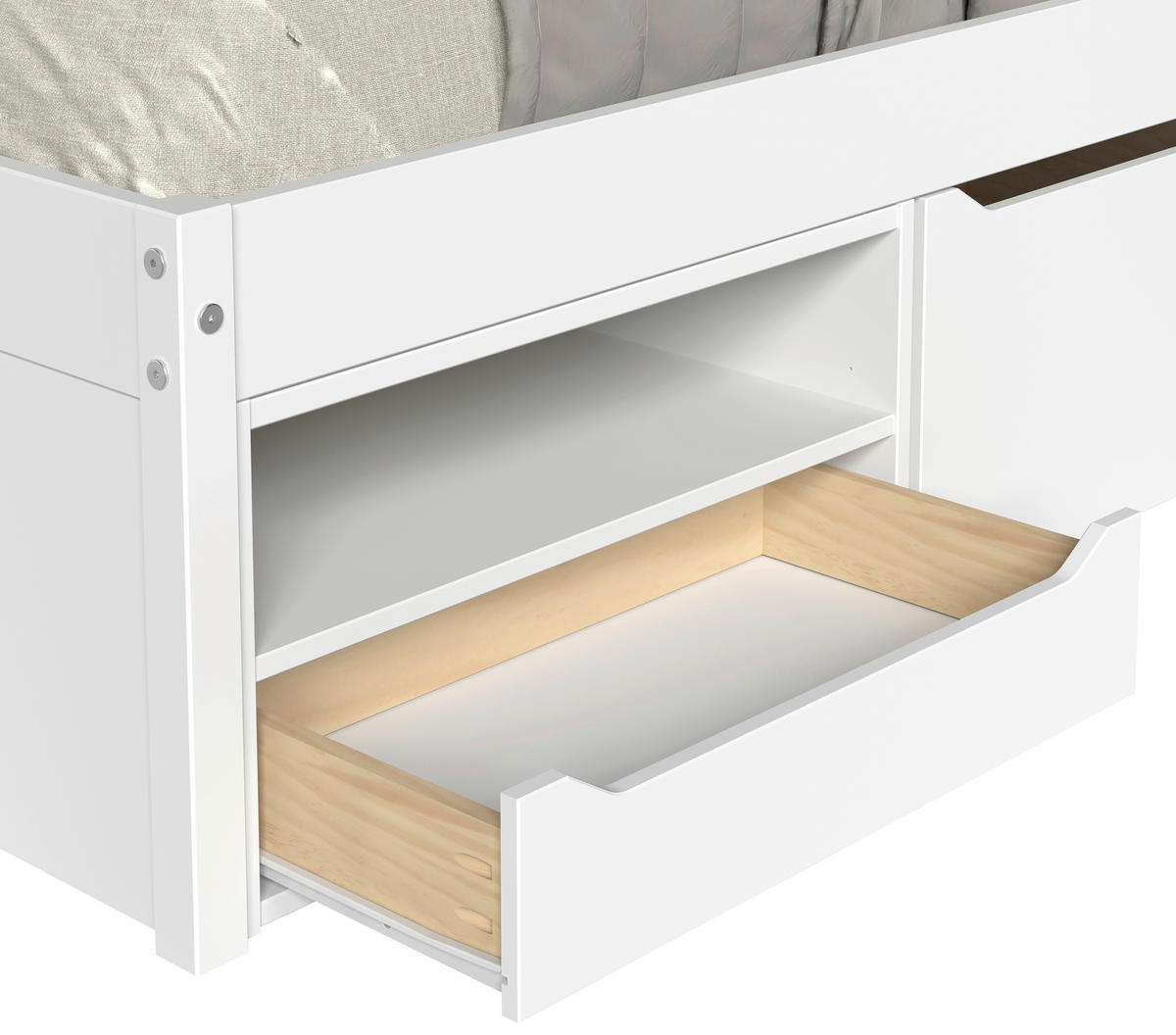 STAURAUMBETT 140/200 cm  Weiss   - Weiss/Naturfarben, Modern, Holz/Holzwerkstoff (140/200cm) - P & B