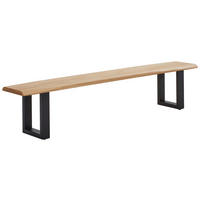 SITZBANK 220/45/38 cm Schwarz, Wildeiche Wildeiche mehrschichtige Massivholzplatte (Tischlerplatte) Metall  - Wildeiche/Schwarz, LIFESTYLE, Holz/Metall (220/45/38cm) - Linea Natura