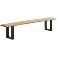 SITZBANK 220/45/38 cm Schwarz, Wildeiche Wildeiche mehrschichtige Massivholzplatte (Tischlerplatte) Metall  - Wildeiche/Schwarz, LIFESTYLE, Holz/Metall (220/45/38cm) - Linea Natura