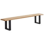 SITZBANK 220/45/38 cm Schwarz, Wildeiche Wildeiche mehrschichtige Massivholzplatte (Tischlerplatte) Metall  - Wildeiche/Schwarz, LIFESTYLE, Holz/Metall (220/45/38cm) - Linea Natura