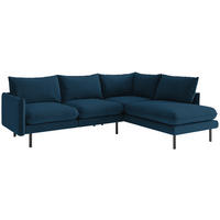 ECKSOFA in Flachgewebe Blau  - Blau/Schwarz, Design, Textil (267/204cm) - Livetastic