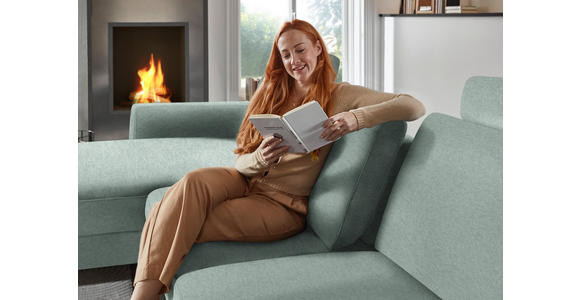 ECKSOFA  in Chenille, Flachgewebe Mintgrün  175/316 cm  - Schwarz/Mintgrün, Design, Textil/Metall (175/316cm) - Dieter Knoll