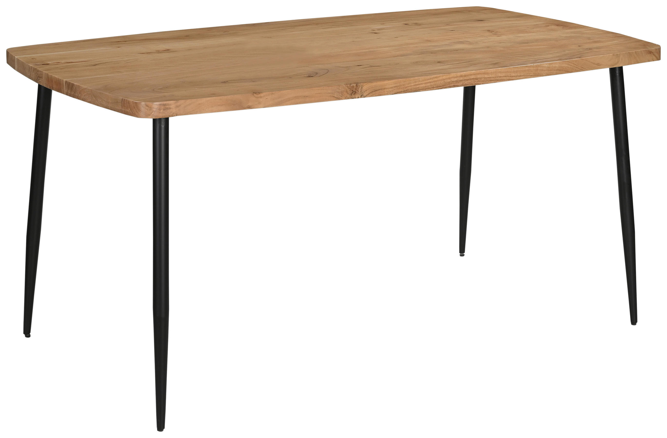 ESSTISCH Akazie Hartholz rechteckig Schwarz, Akaziefarben  - Schwarz/Akaziefarben, Design, Holz/Metall (160/90/76cm) - Boxxx