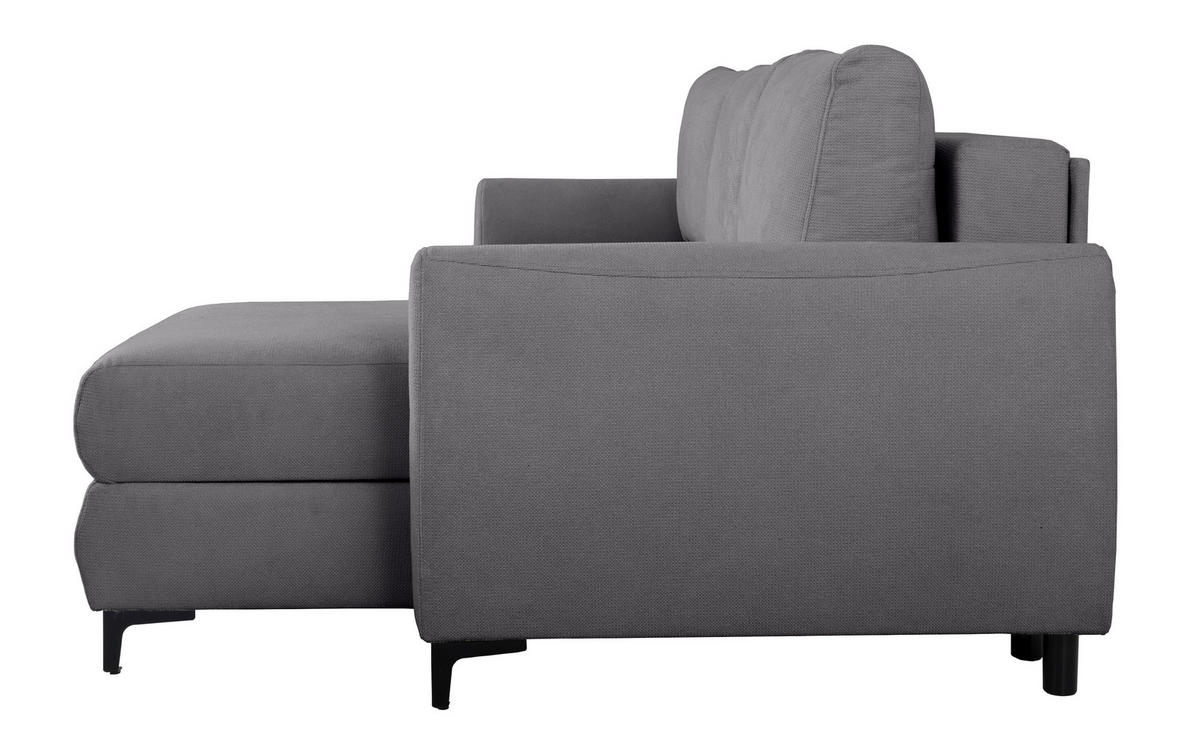 ECKSOFA Moli Dunkelgrau Mikrofaser  - Dunkelgrau/Schwarz, Design, Textil/Metall (236/148cm) - MID.YOU