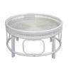COUCHTISCH Rattan massiv Sicherheitsglas 75/75/41 cm rund Weiß  - Weiß, Design, Glas/Holz (75/75/41cm) - MID.YOU