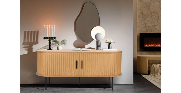 LOWBOARD  in 120/55/40 cm  - Eichefarben/Schwarz, Design, Holzwerkstoff/Metall (120/55/40cm) - Xora