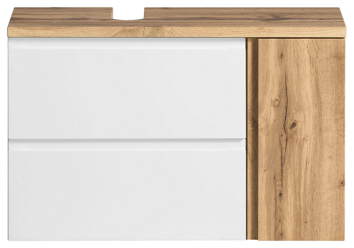 WASCHBECKENUNTERSCHRANK 85/56/35 cm  - Eiche Wotan/Weiß, MODERN, Holzwerkstoff (85/56/35cm) - Held