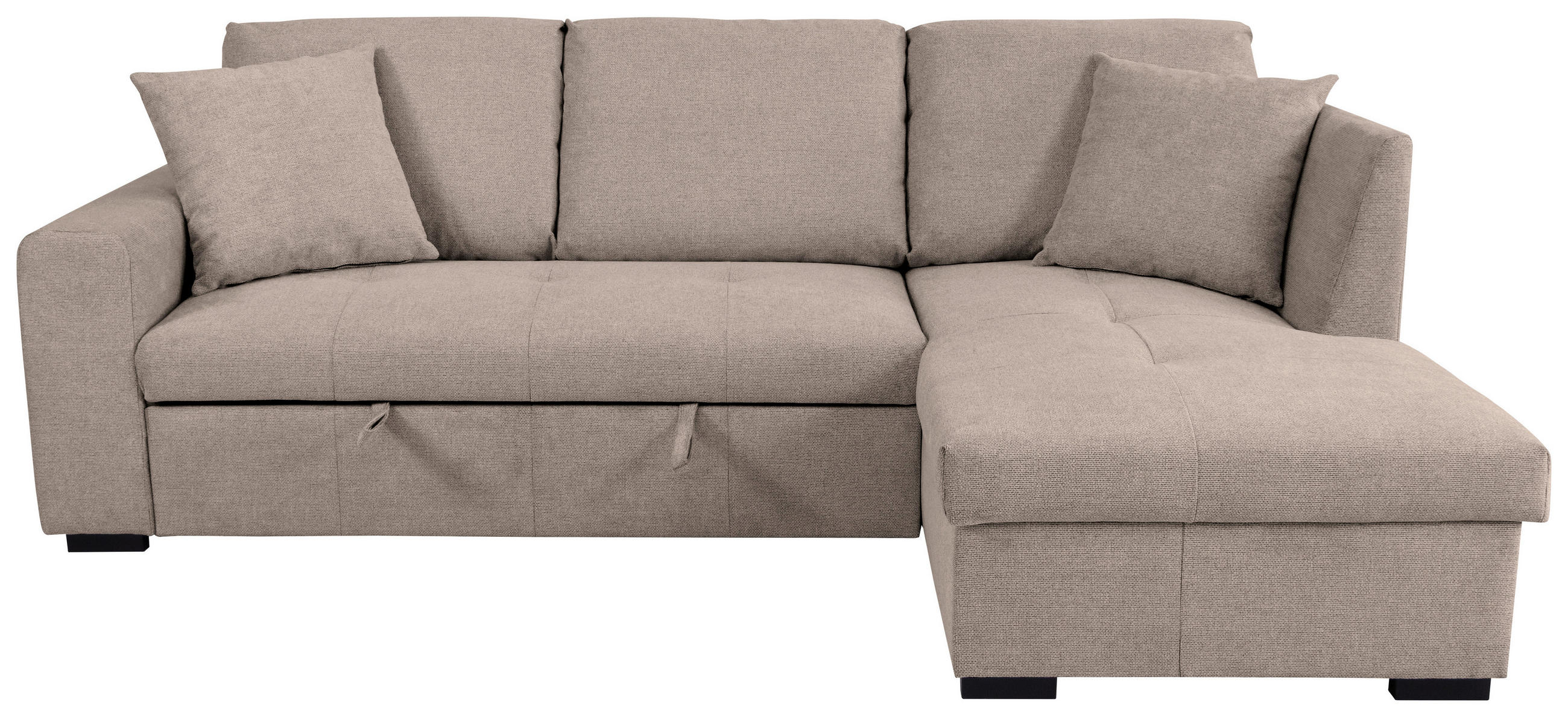 ECKSOFA LUKAS Hellbraun Struktur Zierkissen, Bettkasten  - Hellbraun, Trend, Textil (239/158cm) - P & B