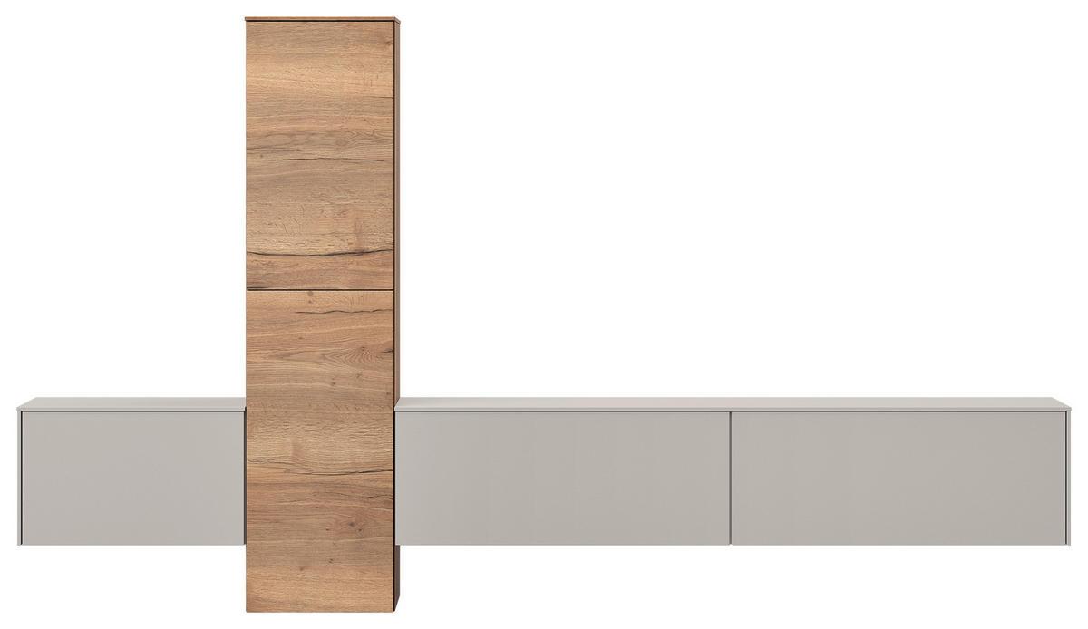 WOHNWAND  in Grau, Eichefarben  282/160/37 cm  - Eichefarben/Grau, Design, Holzwerkstoff (282/160/37cm) - Celina Home