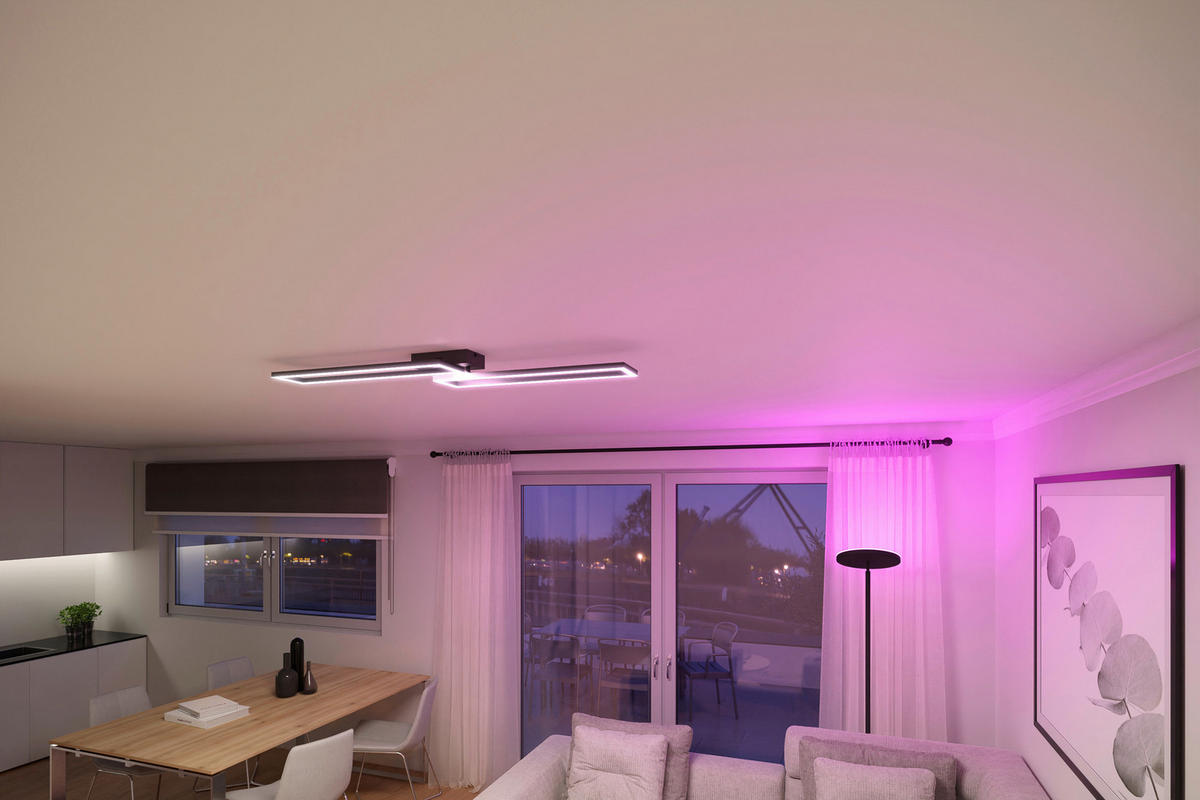 LED-DECKENLEUCHTE  Smart 24,4/7,8/110 cm   - Schwarz, Design, Metall (24,4/7,8/110cm) - Tint