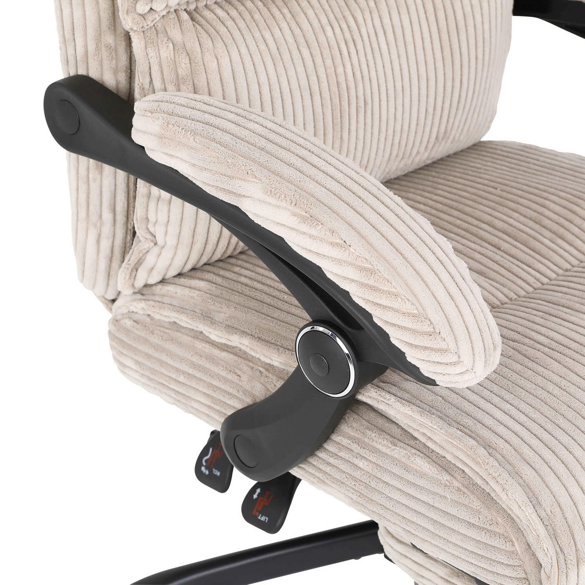 DREHSTUHL Cord Beige  - Beige/Schwarz, MODERN, Holz/Kunststoff (65/116/124/65cm) - MID.YOU