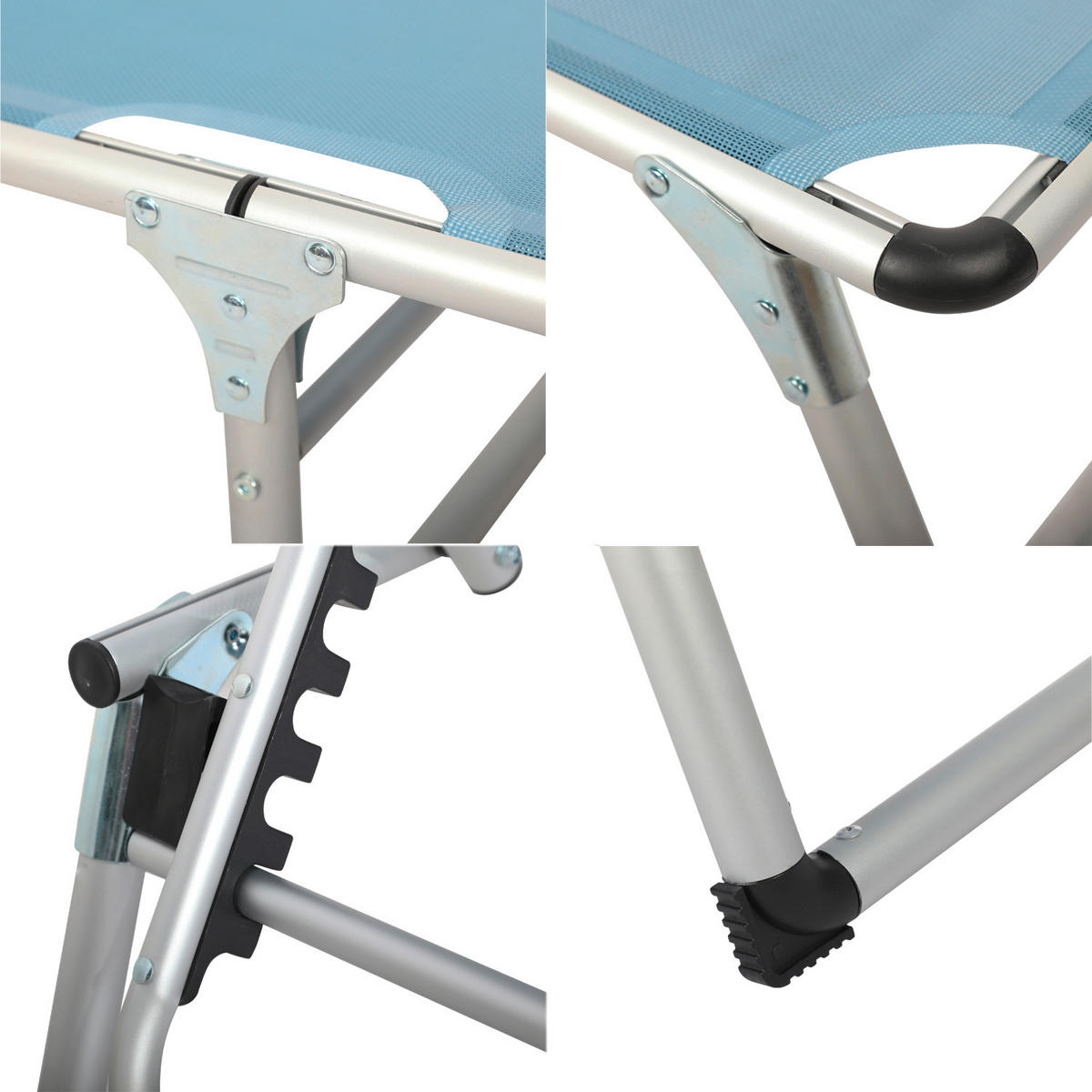GARTENLIEGE 61/30/190 cm  - Silberfarben/Hellblau, Basics, Textil/Metall (61/30/190cm) - Modante