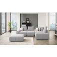 ECKSOFA in Velours Silberfarben  - Silberfarben/Schwarz, Design, Kunststoff/Textil (326/236cm) - Xora