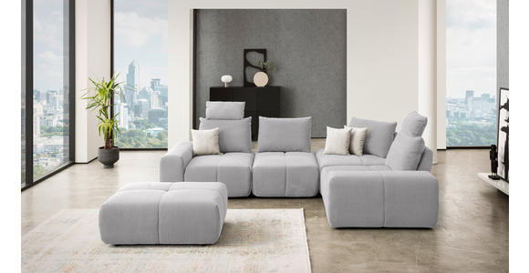 ECKSOFA in Velours Silberfarben  - Silberfarben/Schwarz, Design, Kunststoff/Textil (326/236cm) - Xora