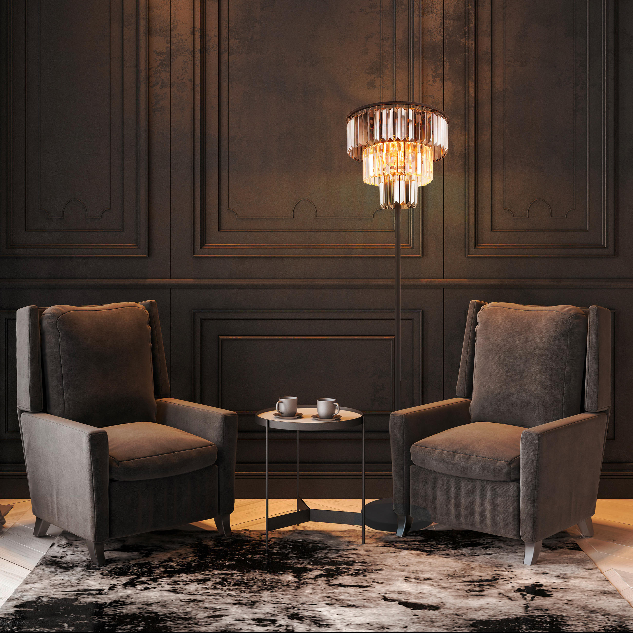 LAMPADAR - străveziu/negru, Design, plastic/sticlă (40/160cm)