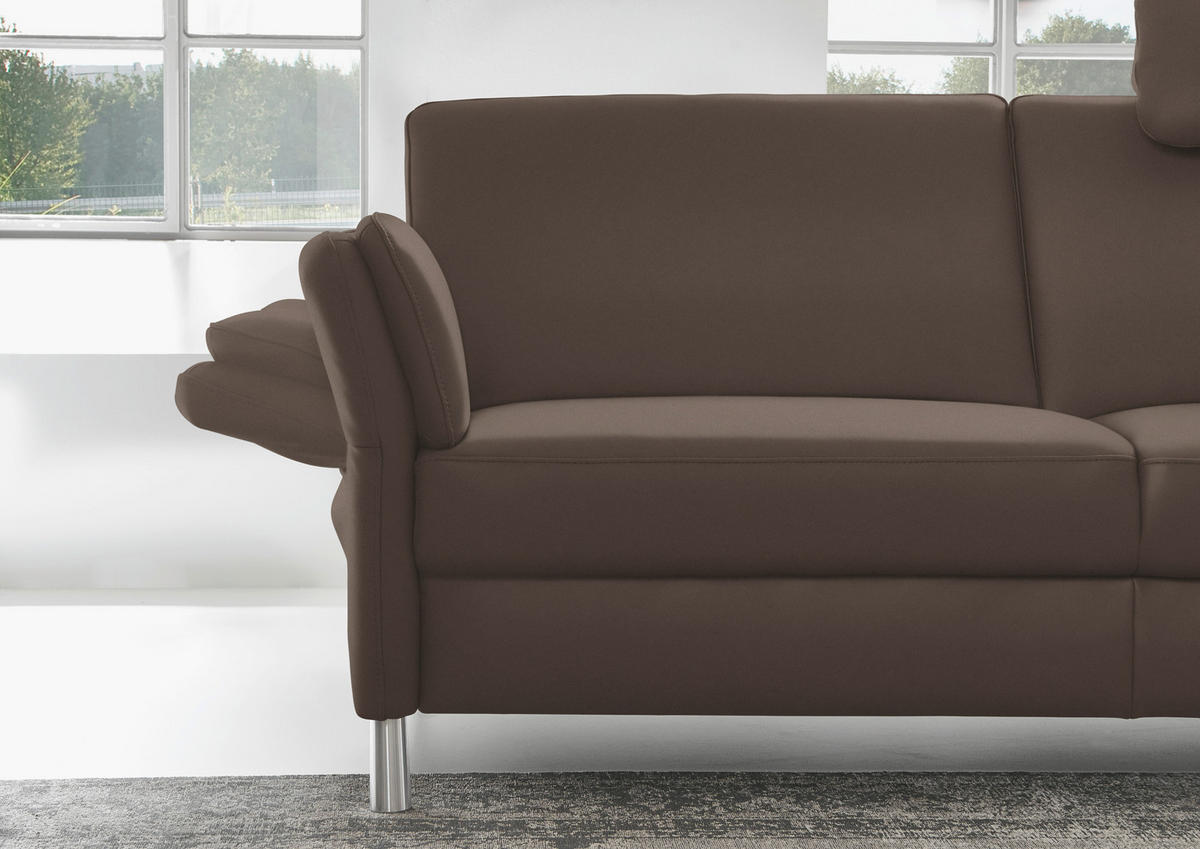 2,5-SITZER in Echtleder Dunkelbraun  - Dunkelbraun/Alufarben, Design, Leder/Metall (164/82/99cm) - Dieter Knoll