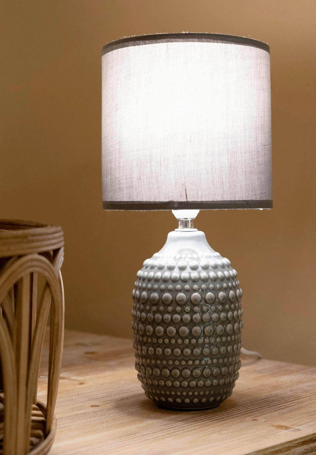 TISCHLEUCHTE   - Grau, Basics, Keramik/Textil (15/30.5/15cm)