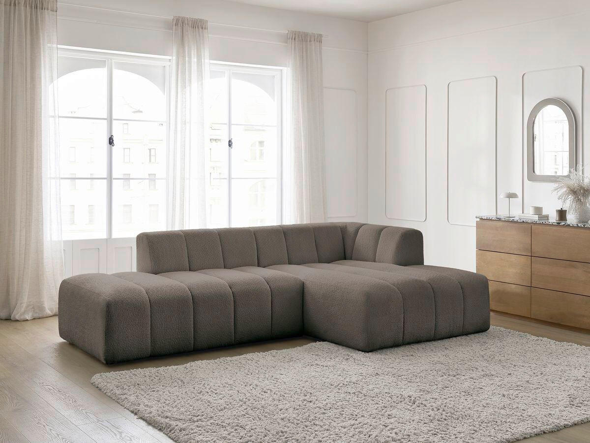 ECKSOFA  ANNECY Taupe Bouclé  - Taupe/Schwarz, MODERN, Kunststoff/Textil (262/170cm)
