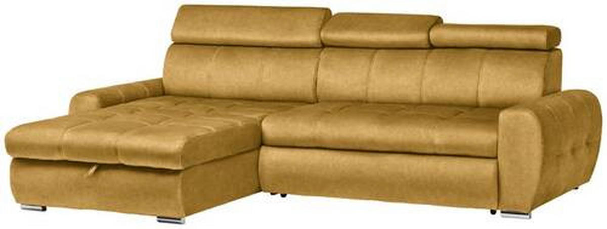 ECKSOFA in Velours Gelb  - Chromfarben/Gelb, Design, Kunststoff/Textil (173/276cm) - Stylife
