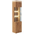 VITRINE  in furniert, massiv Balkeneiche Grau, Eichefarben - Eichefarben/Anthrazit, Natur, Glas/Holz (50/204/37cm) - Linea Natura